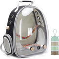 Bird Traval Carrier Cage, Clear Space Capsule Astronaut Backpack to Carry Parakeet Cockatiel Parrot with Metal Tray Wood Perch, Vet Transport School Bag